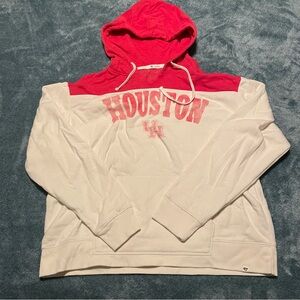 47 Brand University of Houston Cougars Hoodie XL White Red Colorblock Sweatshirt